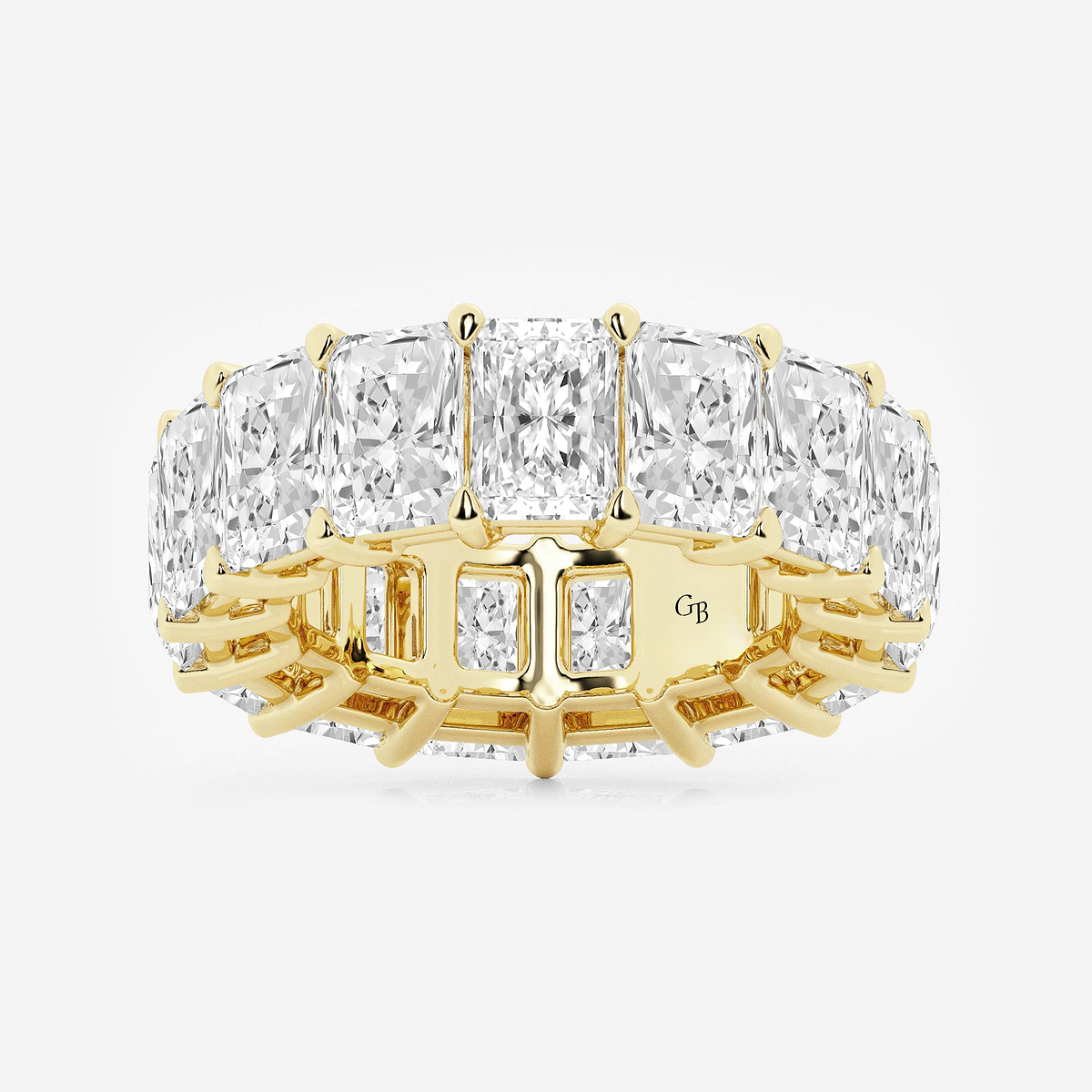 15 ctw Radiant Lab Grown Diamond Cut Luxe Eternity Band - 7.2mm Width 14K Yellow Gold, F, VS2
