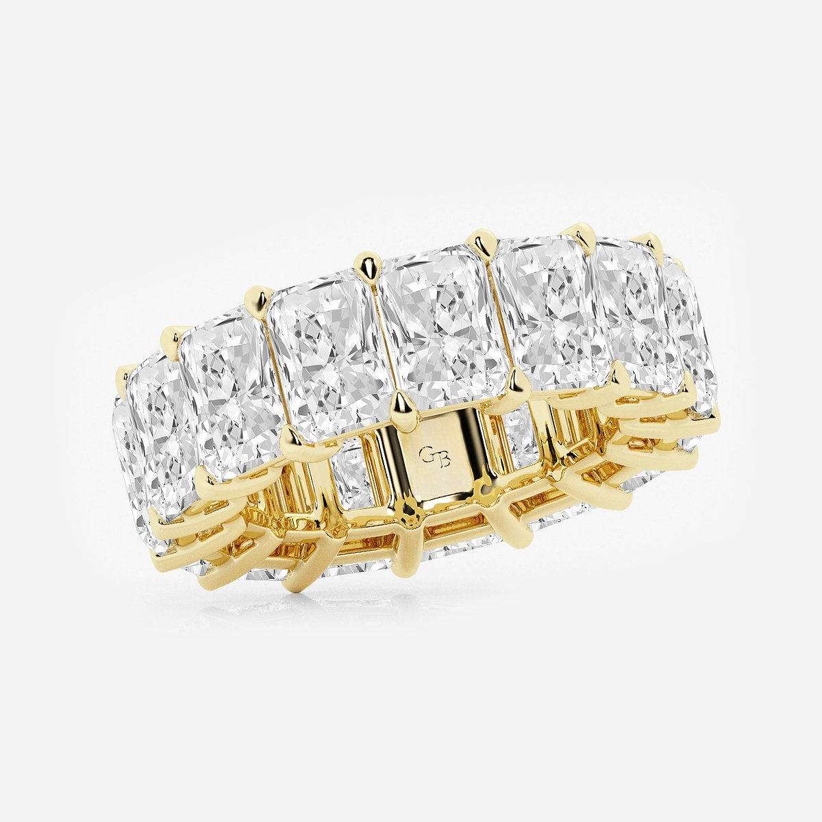 15 ctw Radiant Lab Grown Diamond Cut Luxe Eternity Band - 7.2mm Width 14K Yellow Gold, F, VS2