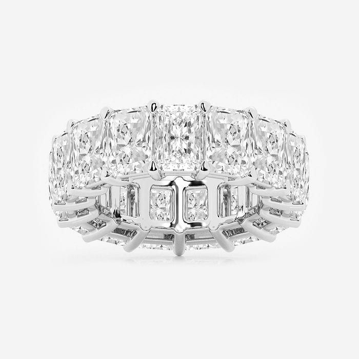 12 ctw Oval Lab Grown Diamond V-Prong Eternity Band - 7.9mm Width 14K White Gold, F, VS2
