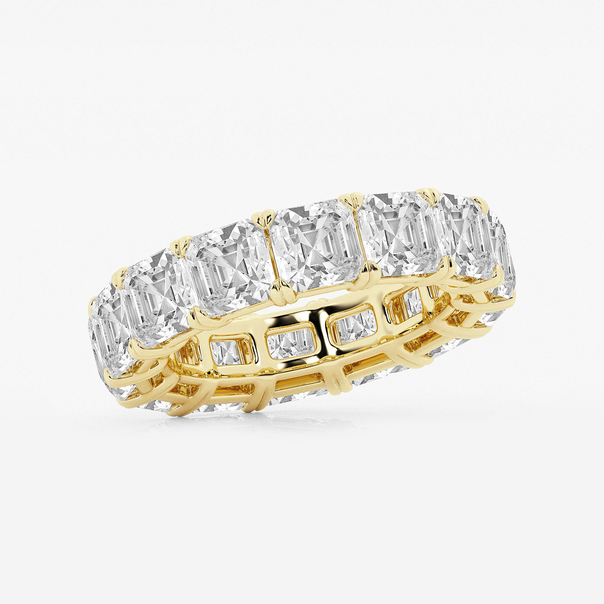 12 ctw Asscher Lab Grown Diamond Cut Luxe Eternity Band - 4.9mm Width 14K Yellow Gold, F, VS2