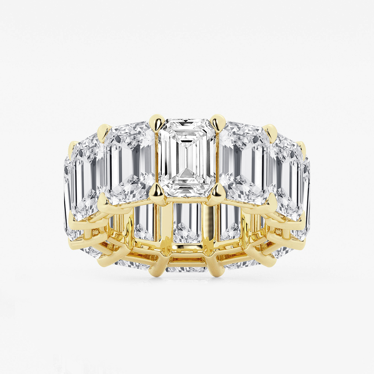 25 1/5 ctw Emerald Lab Grown Diamond Cut Luxe Eternity Band - 8.7mm Width 14K Yellow Gold, F, VS2