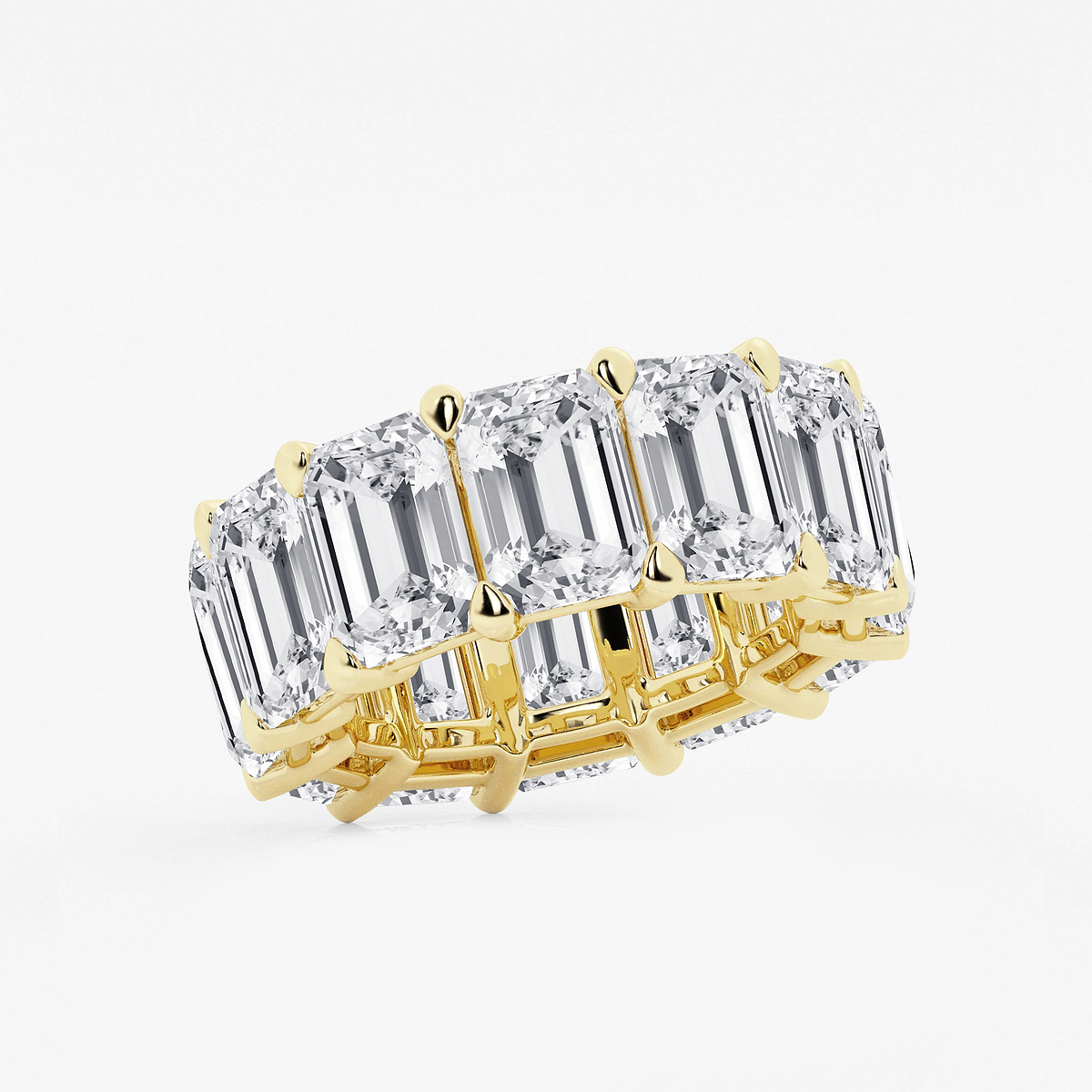 25 1/5 ctw Emerald Lab Grown Diamond Cut Luxe Eternity Band - 8.7mm Width 14K Yellow Gold, F, VS2