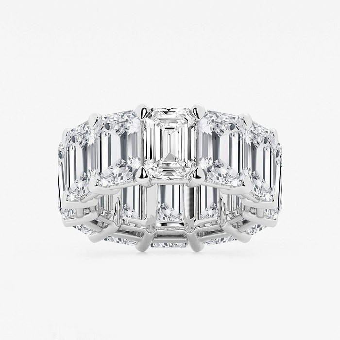 Joy Band - 25 1/5 ctw Emerald Lab Grown Diamond Cut Luxe Eternity Band - 8.7mm Width