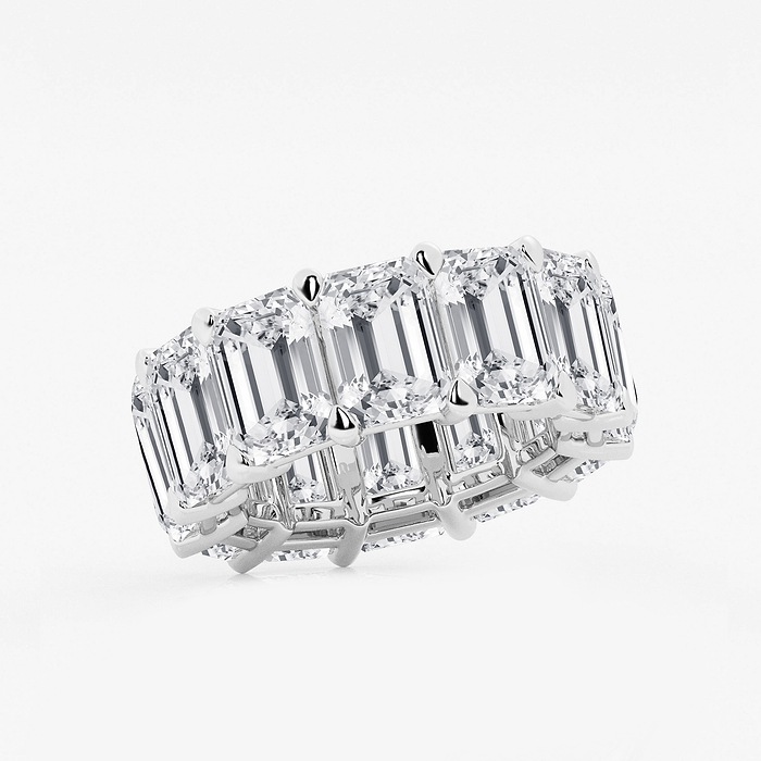 Joy Band - 25 1/5 ctw Emerald Lab Grown Diamond Cut Luxe Eternity Band - 8.7mm Width