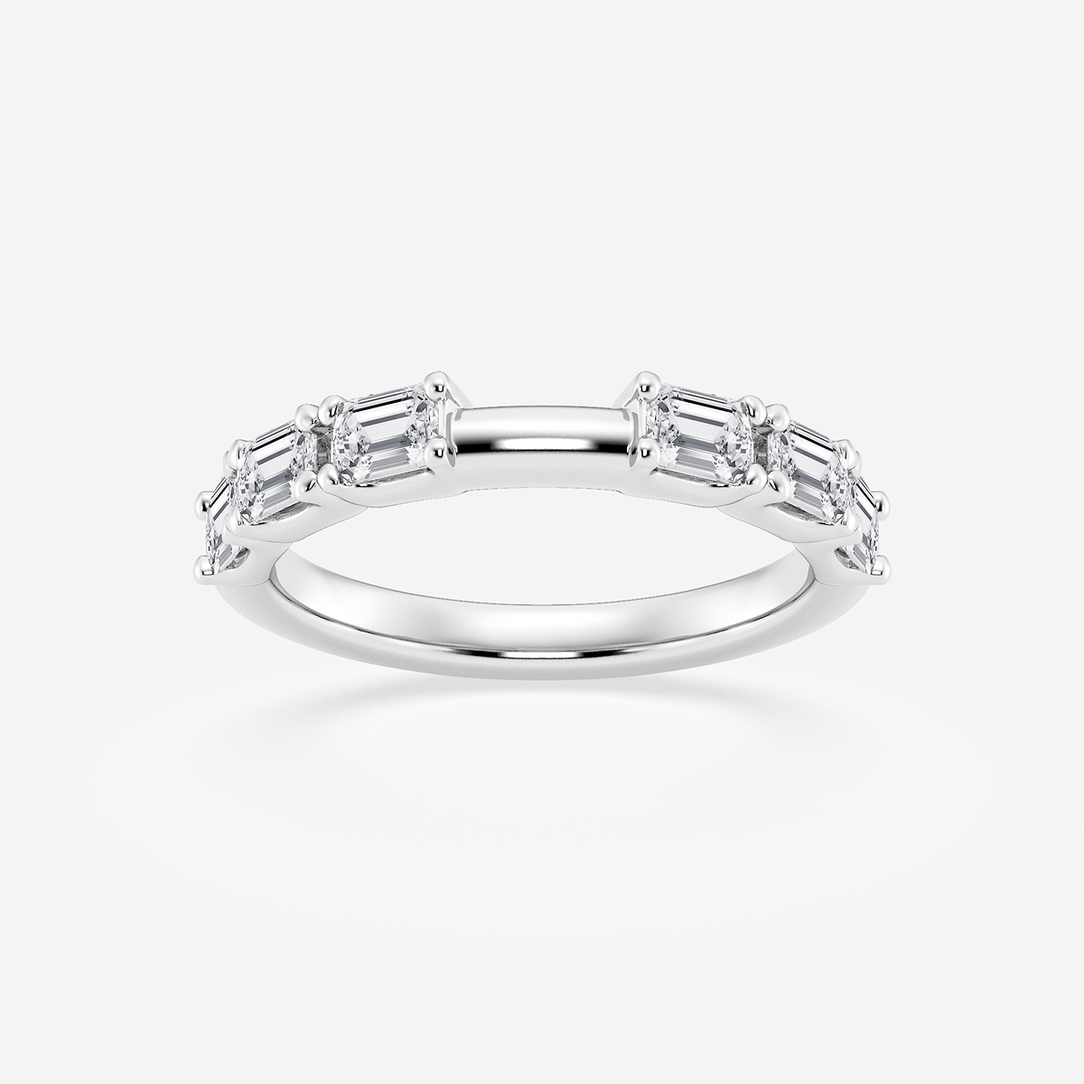 1 1/5 ctw Emerald Lab Grown Diamond Wedding Band 14K White Gold, FG, VS2+