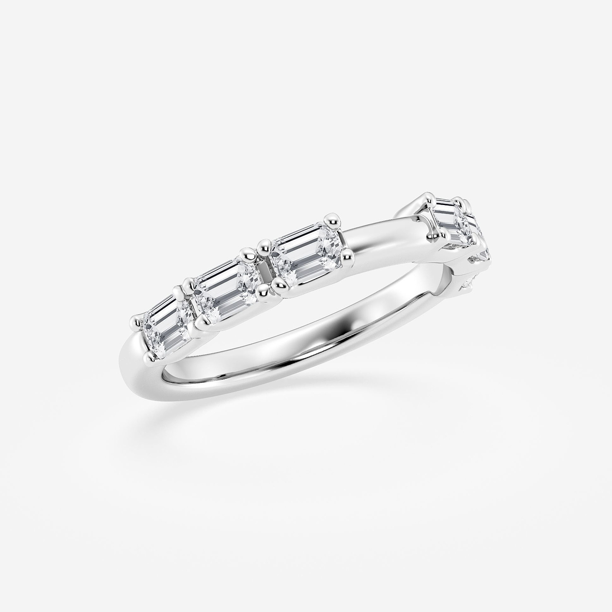 1 1/5 ctw Emerald Lab Grown Diamond Wedding Band 14K White Gold, FG, VS2+