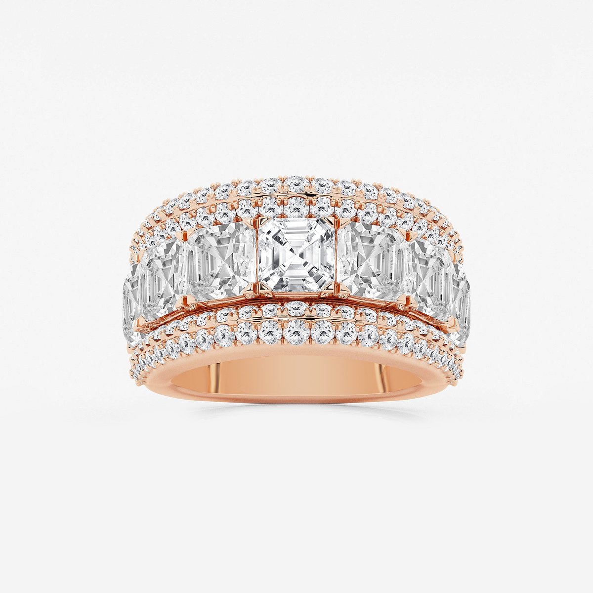 8 ctw Asscher Lab Grown Diamond Multi-Row Band