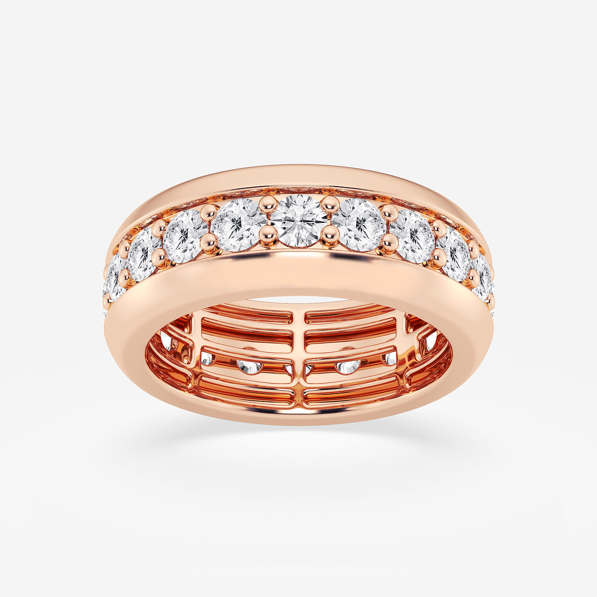 4 ctw Round Lab Grown Diamond Pave Set Eternity Band - 8.5mm Width