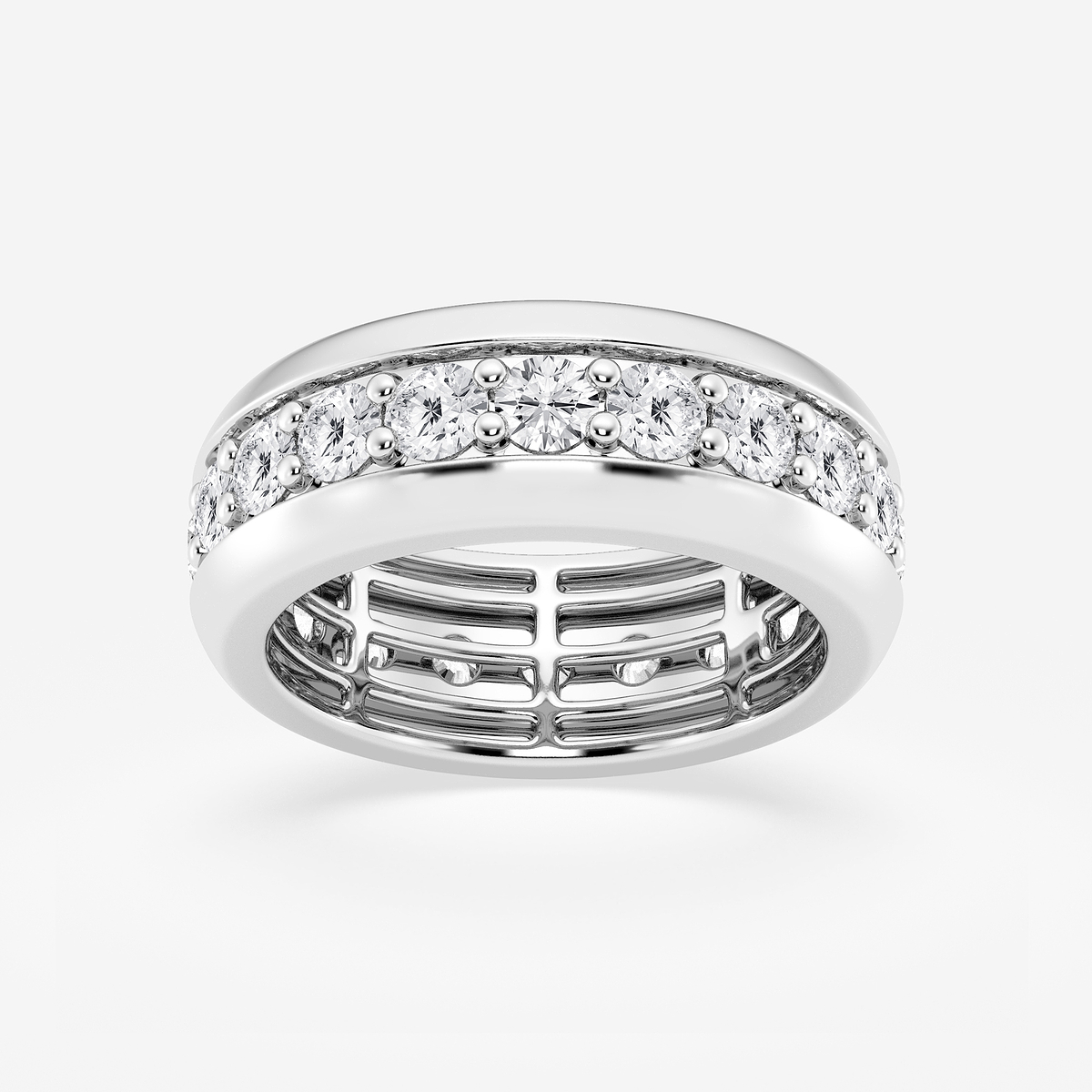 4 ctw Round Lab Grown Diamond Pave Set Eternity Band - 8.5mm Width