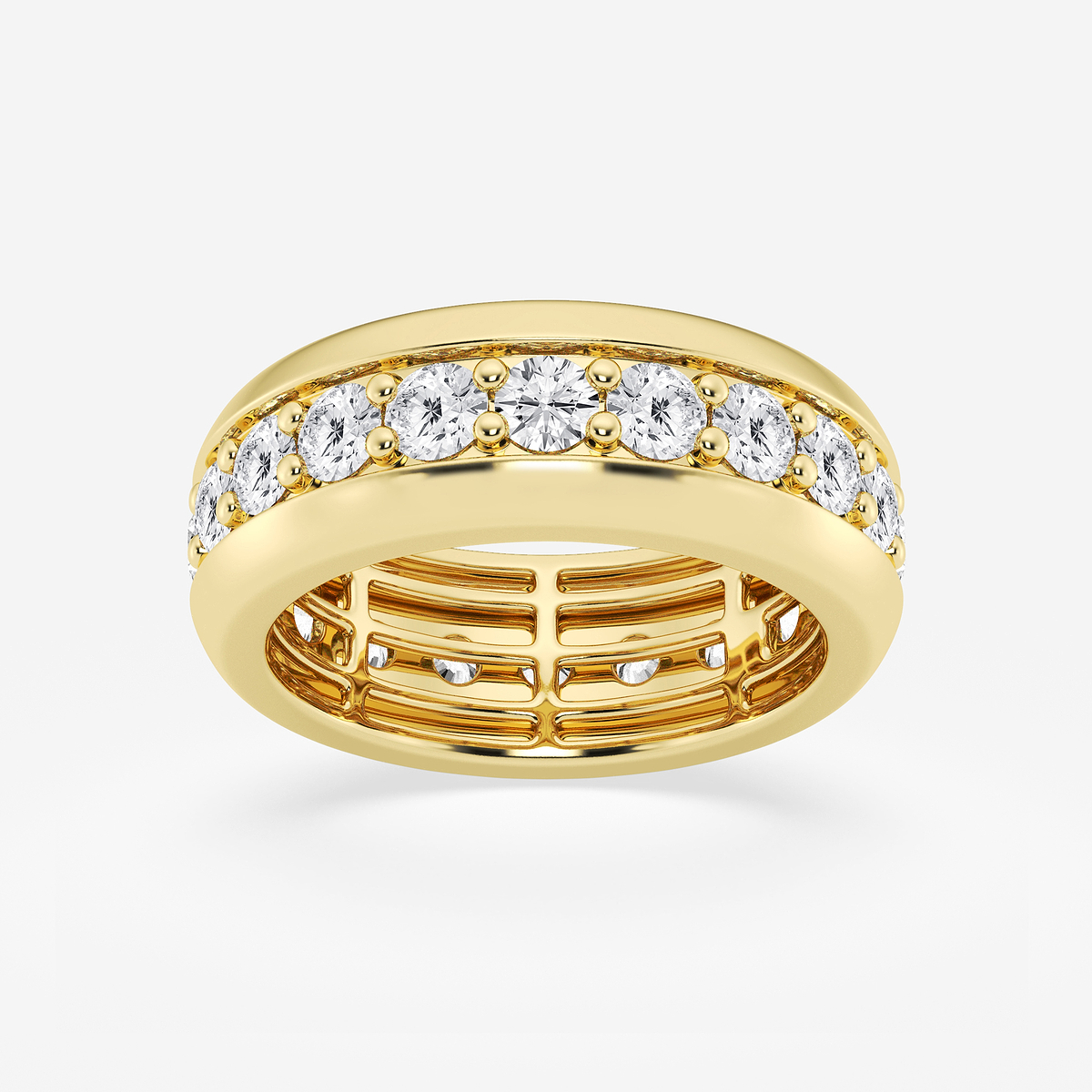 4 ctw Round Lab Grown Diamond Pave Set Eternity Band - 8.5mm Width