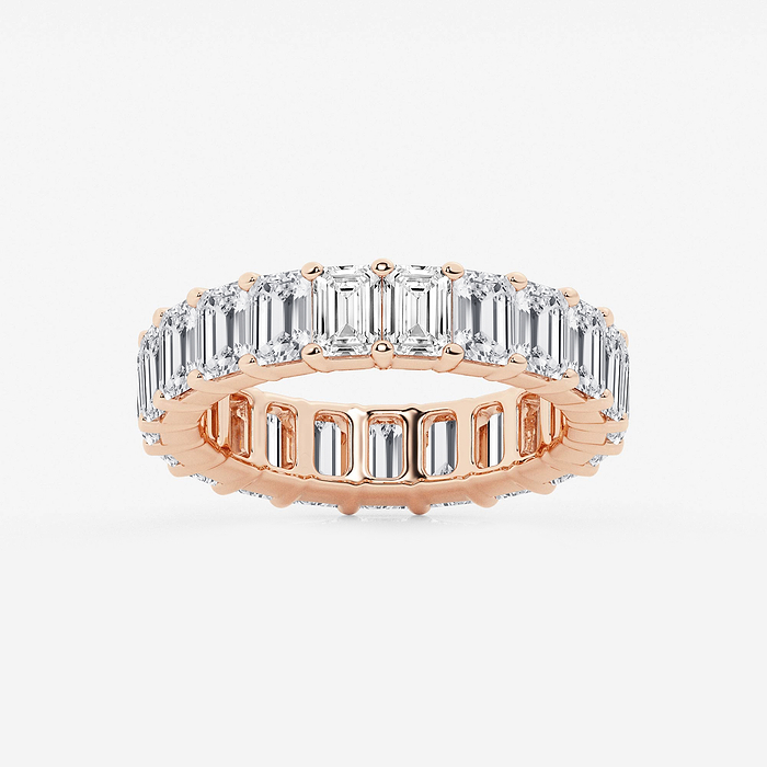 5 1/3 ctw Emerald Lab Grown Diamond Prong Set Eternity Band - 4.3mm Width