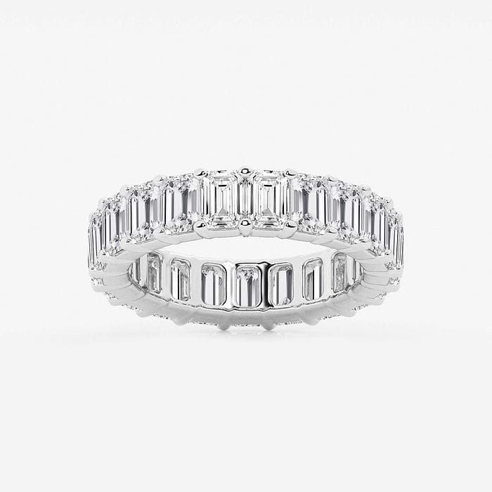 9 7/8 ctw Emerald Lab Grown Diamond Eternity Engagement Ring Platinum, E, VS1
