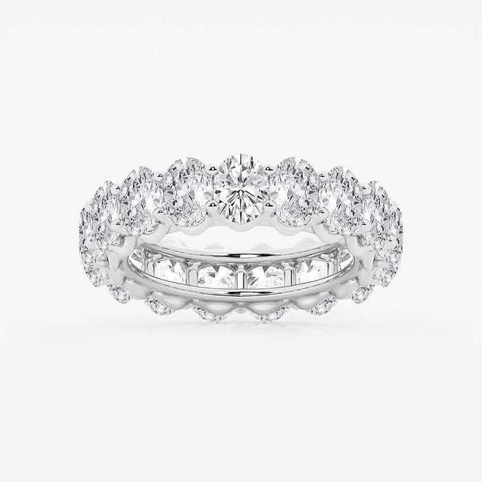 8 ctw Oval Lab Grown Diamond Eternity Engagement Ring 14K White Gold, FG, VS2+