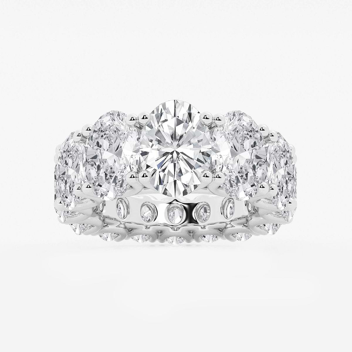 10 2/3 ctw Oval Lab Grown Diamond Graduated Eternity Band 14K White Gold, F, VS2
