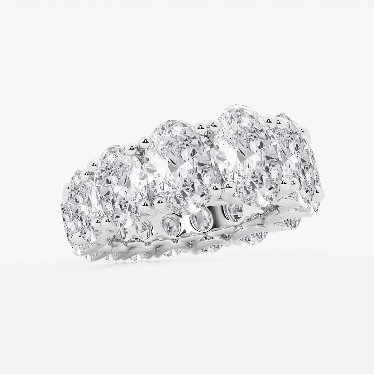 10 2/3 ctw Oval Lab Grown Diamond Graduated Eternity Band 14K White Gold, F, VS2