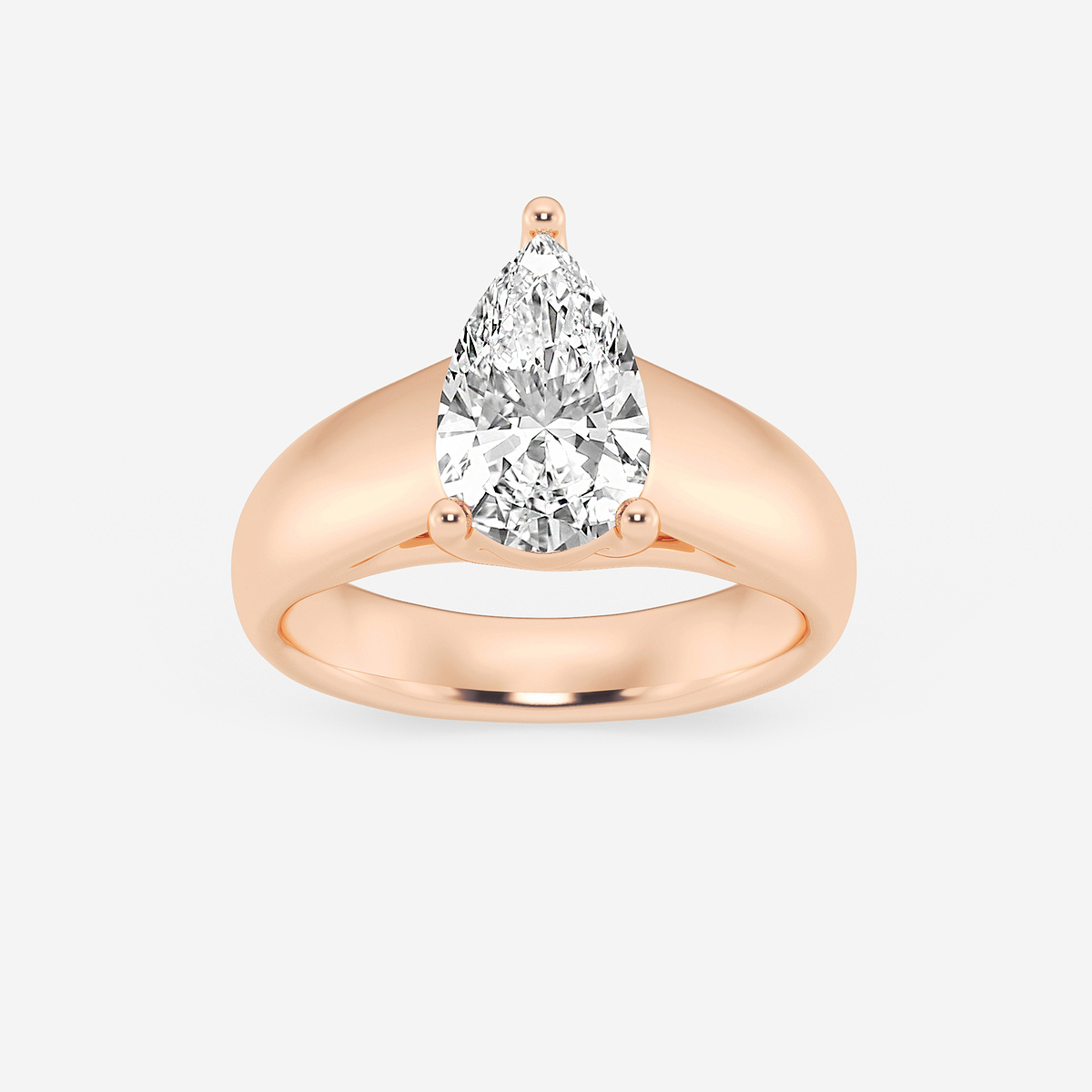 2 ctw Pear Lab Grown Diamond Wide Shank Solitaire Engagement Ring