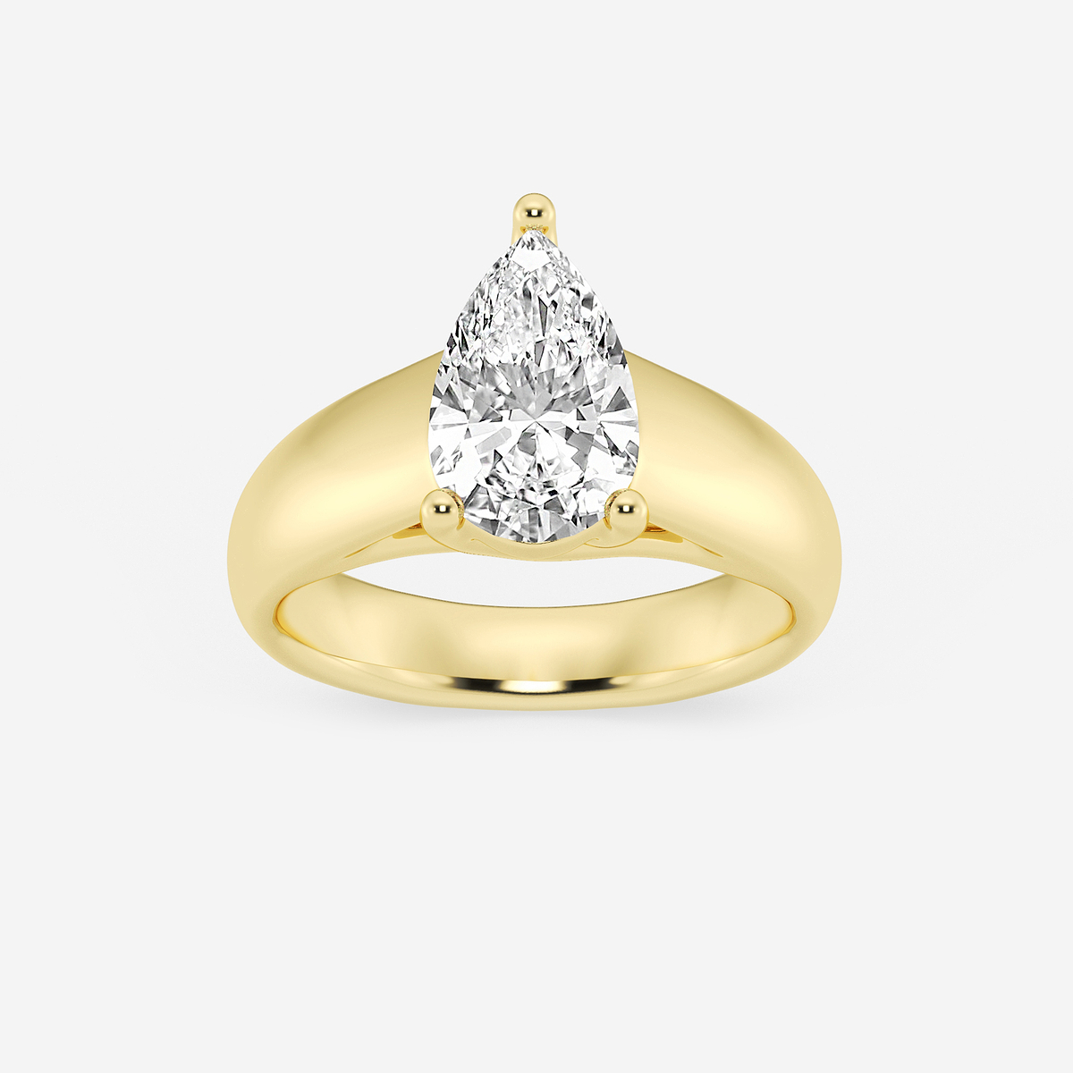 2 ctw Pear Lab Grown Diamond Wide Shank Solitaire Engagement Ring