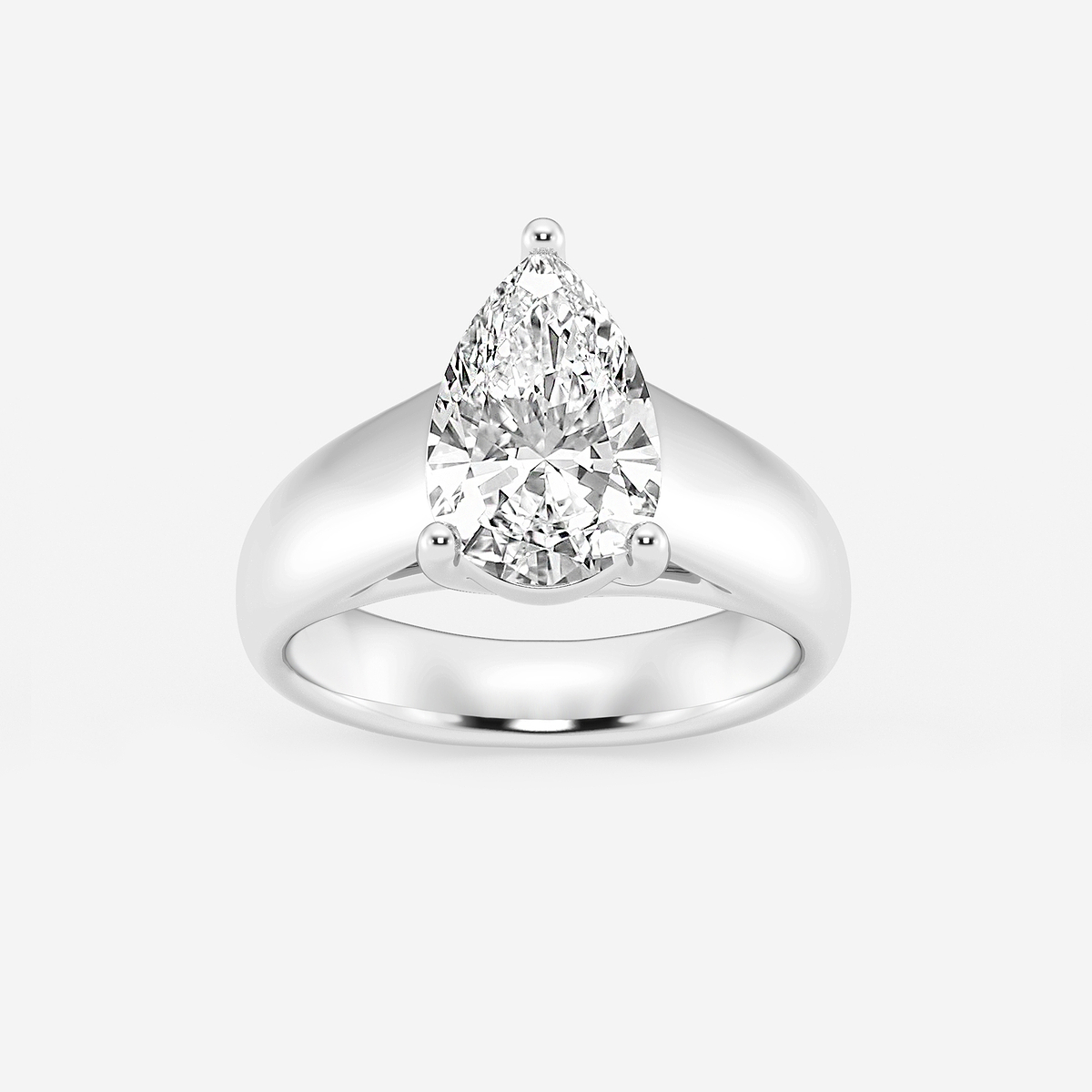 2 1/2 ctw Pear Lab Grown Diamond Wide Shank Solitaire Engagement Ring