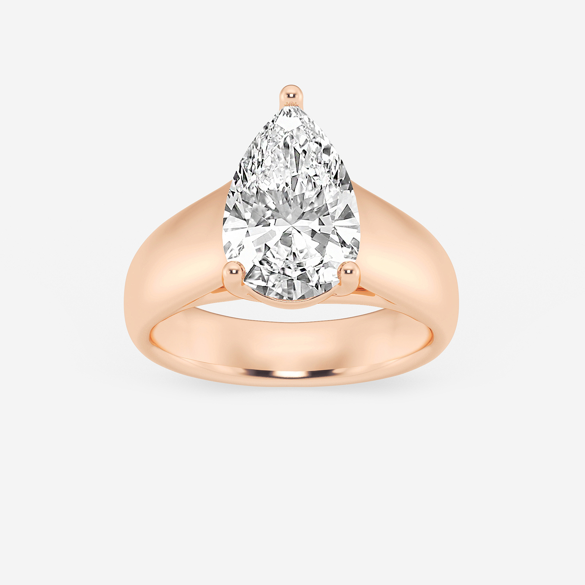 3 ctw Pear Lab Grown Diamond Wide Shank Solitaire Engagement Ring