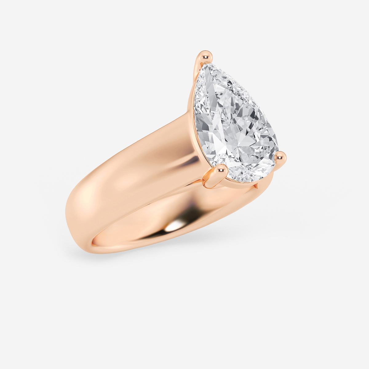 Additional Image 1 for  3 ctw Pear Lab Grown Diamond Wide Shank Solitaire Engagement Ring