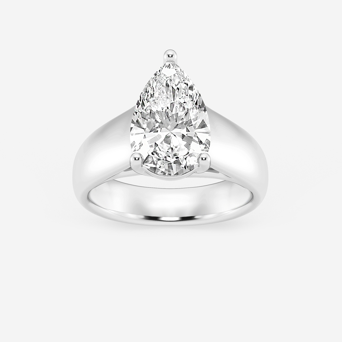3 ctw Pear Lab Grown Diamond Wide Shank Solitaire Engagement Ring