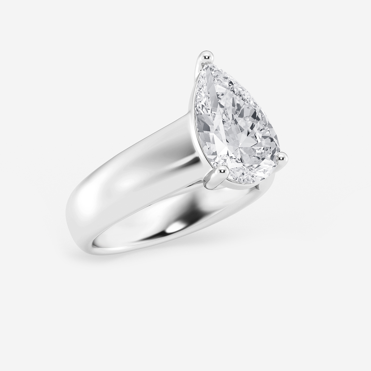 Additional Image 1 for  3 ctw Pear Lab Grown Diamond Wide Shank Solitaire Engagement Ring