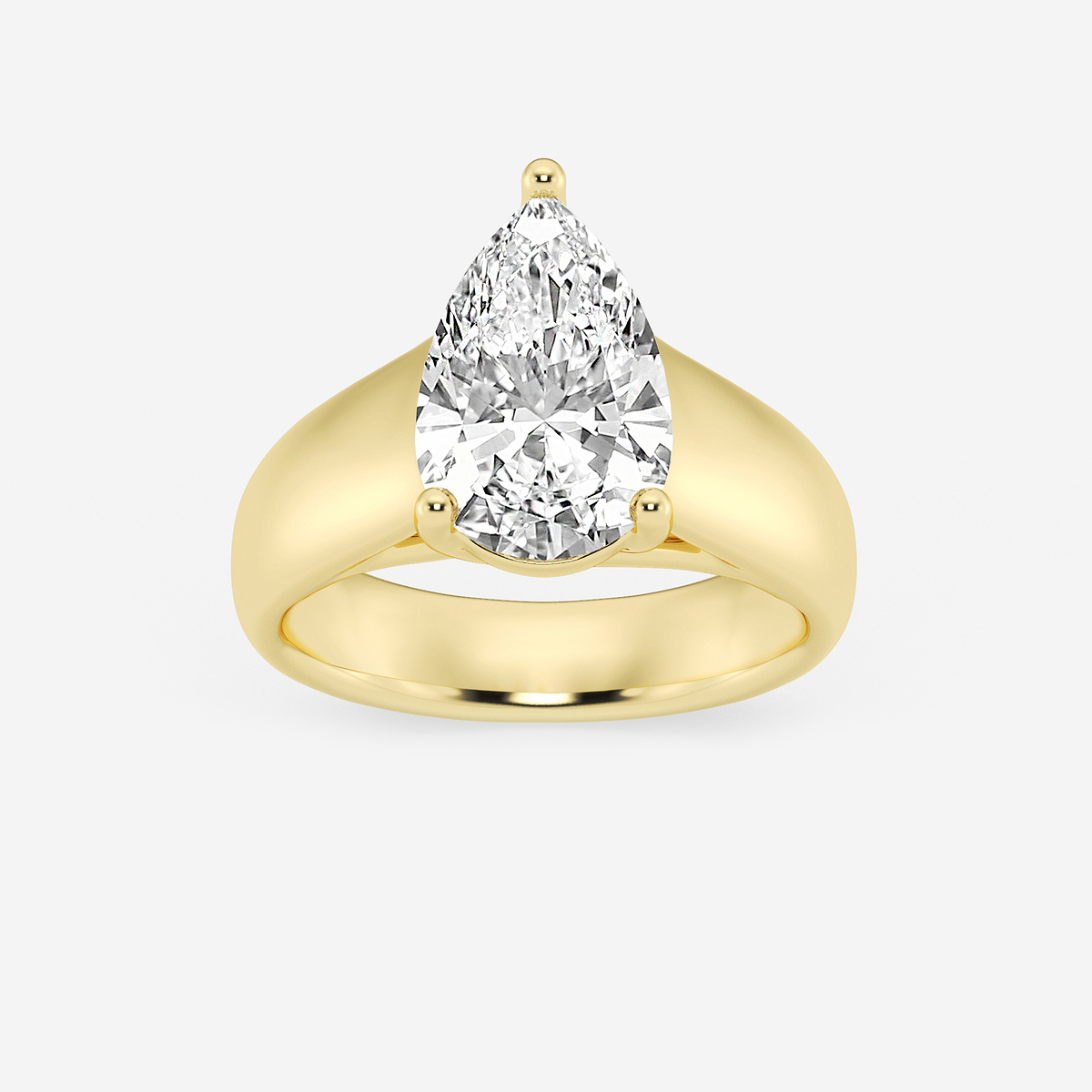 3 ctw Pear Lab Grown Diamond Wide Shank Solitaire Engagement Ring