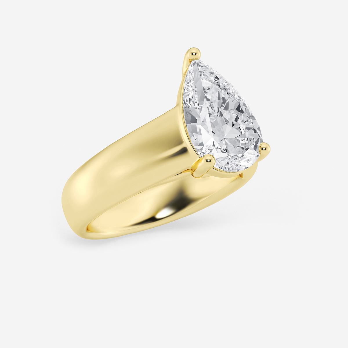 Additional Image 1 for  3 ctw Pear Lab Grown Diamond Wide Shank Solitaire Engagement Ring