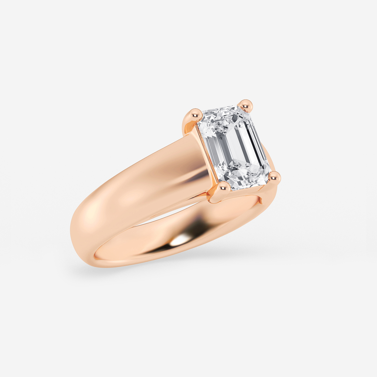 Additional Image 1 for  2 ctw Emerald Lab Grown Diamond Wide Shank Solitaire Engagement Ring