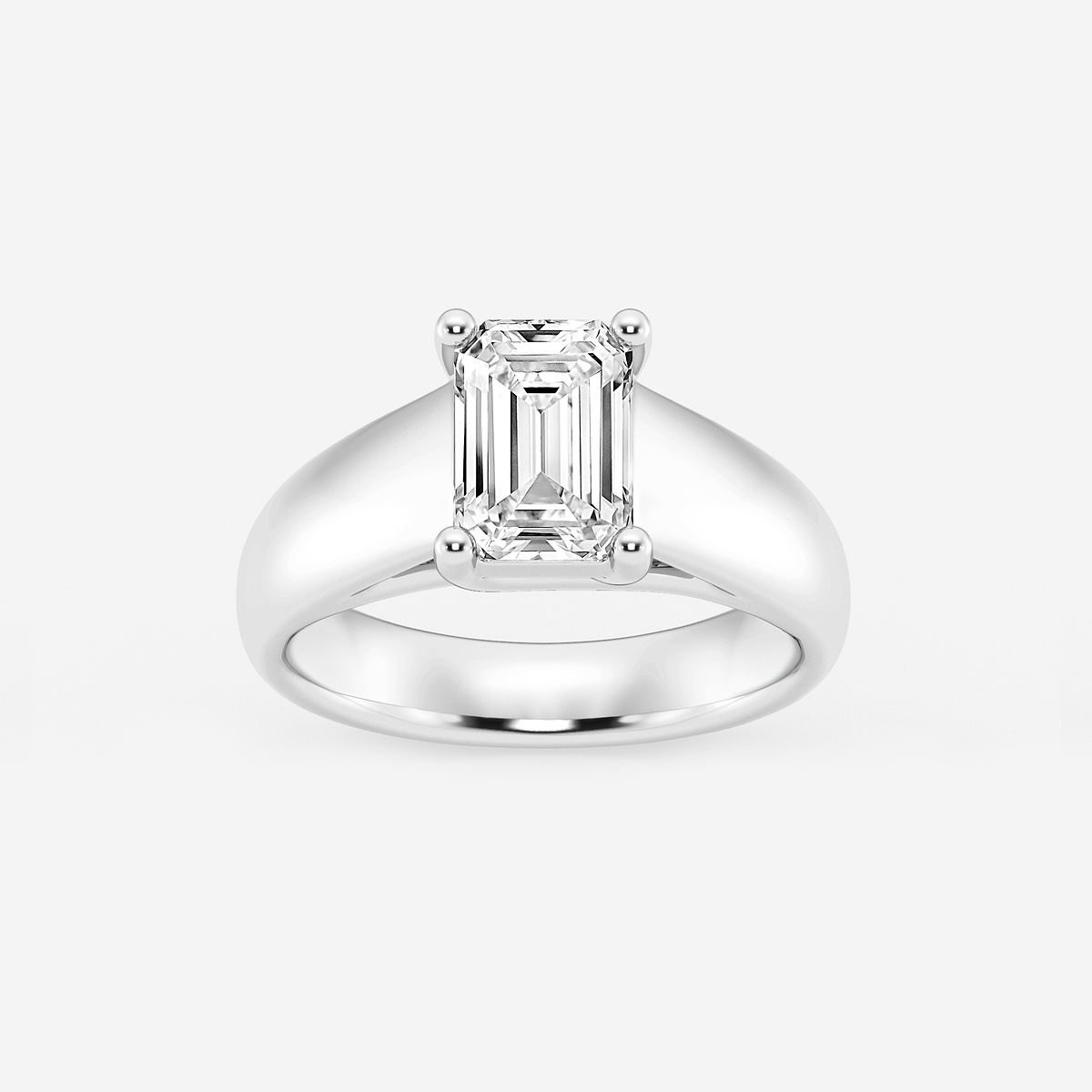 2 ctw Emerald Lab Grown Diamond Wide Shank Solitaire Engagement Ring