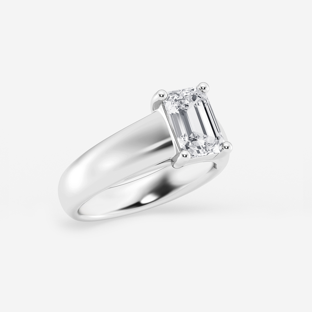 Additional Image 1 for  2 ctw Emerald Lab Grown Diamond Wide Shank Solitaire Engagement Ring
