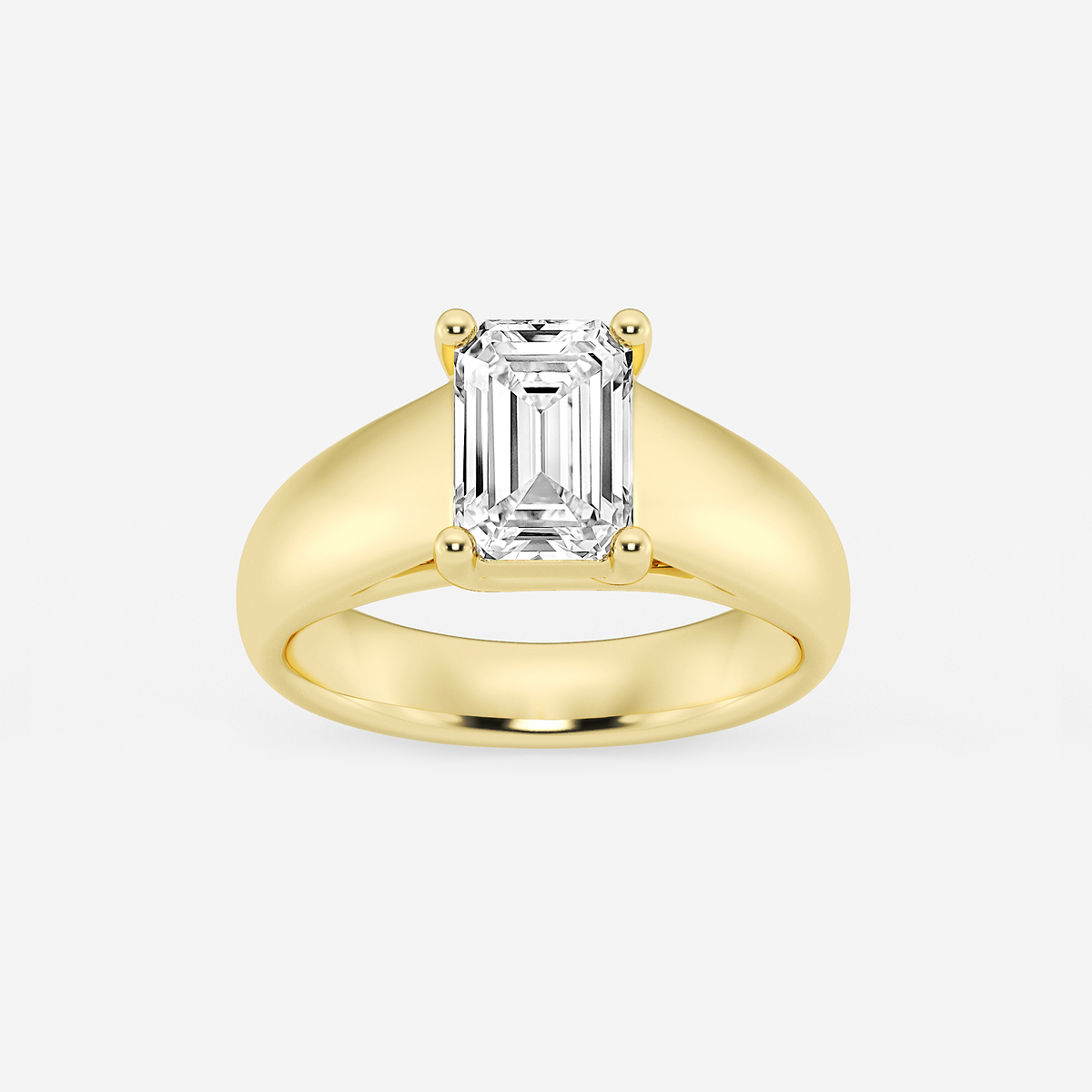 2 ctw Emerald Lab Grown Diamond Wide Shank Solitaire Engagement Ring