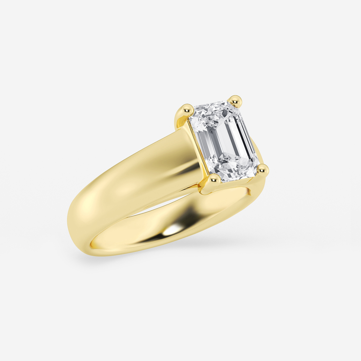 Additional Image 1 for  2 ctw Emerald Lab Grown Diamond Wide Shank Solitaire Engagement Ring
