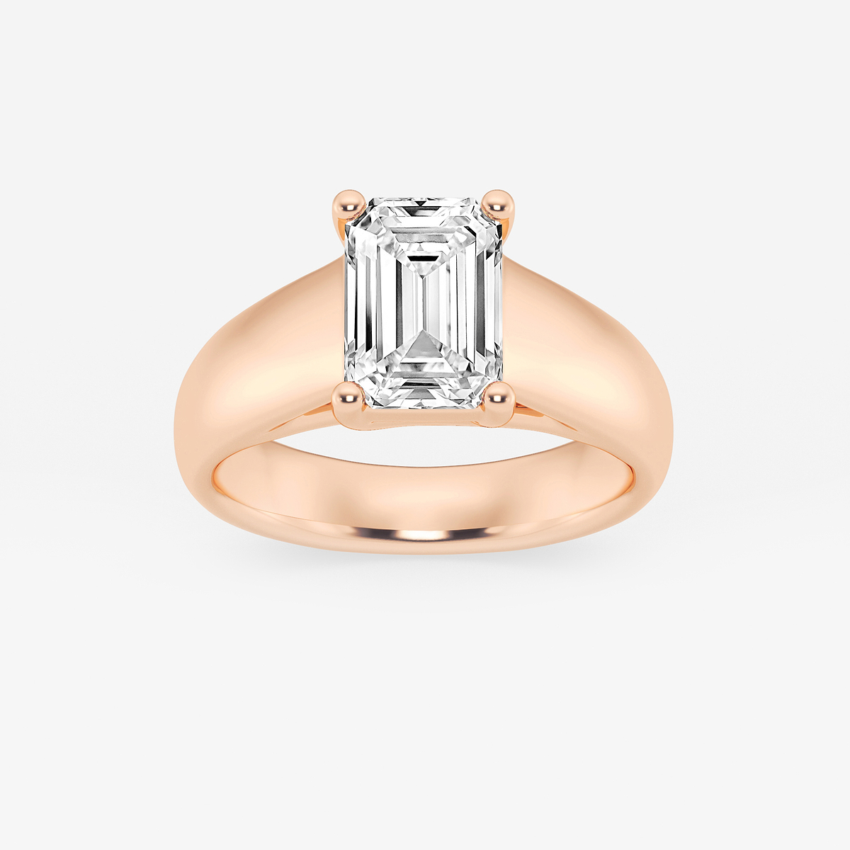 2 1/2 ctw Emerald Lab Grown Diamond Wide Shank Solitaire Engagement Ring