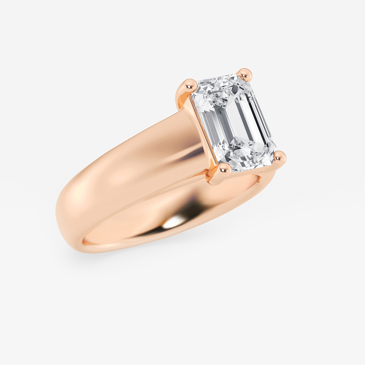 Additional Image 1 for  2 1/2 ctw Emerald Lab Grown Diamond Wide Shank Solitaire Engagement Ring