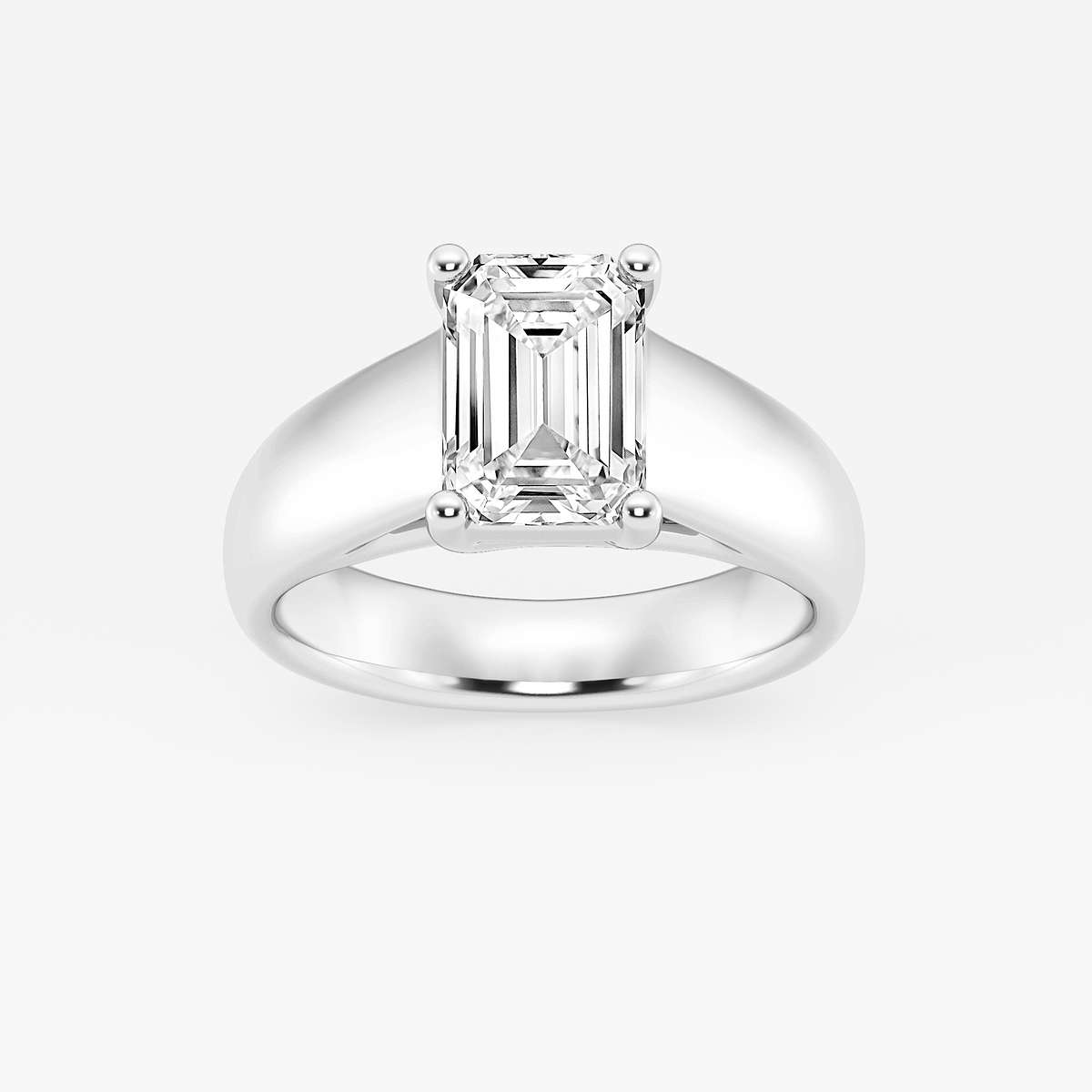 2 1/2 ctw Emerald Lab Grown Diamond Wide Shank Solitaire Engagement Ring