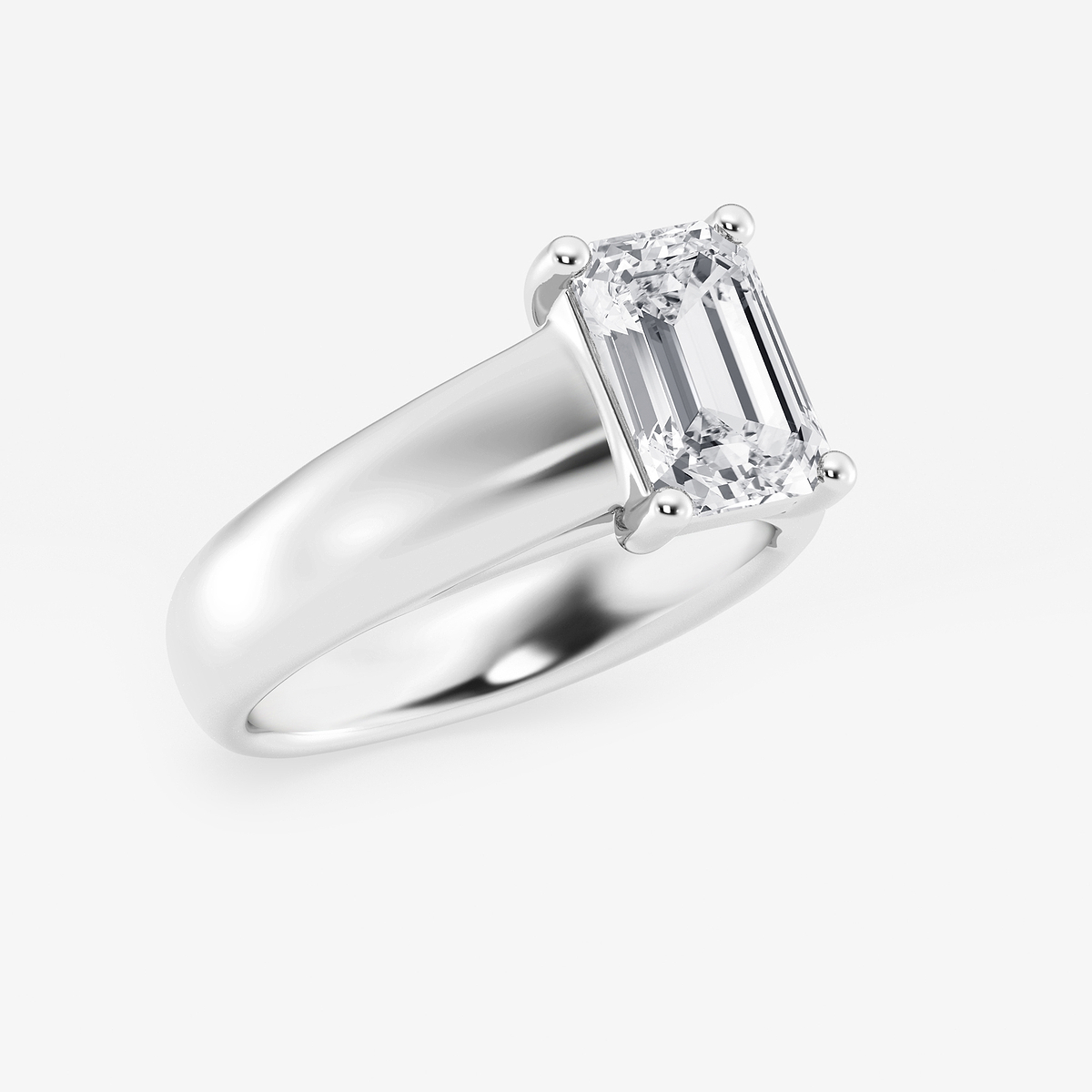 Additional Image 1 for  2 1/2 ctw Emerald Lab Grown Diamond Wide Shank Solitaire Engagement Ring