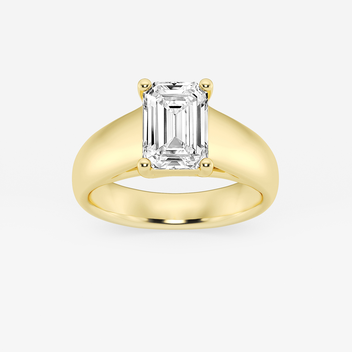2 1/2 ctw Emerald Lab Grown Diamond Wide Shank Solitaire Engagement Ring