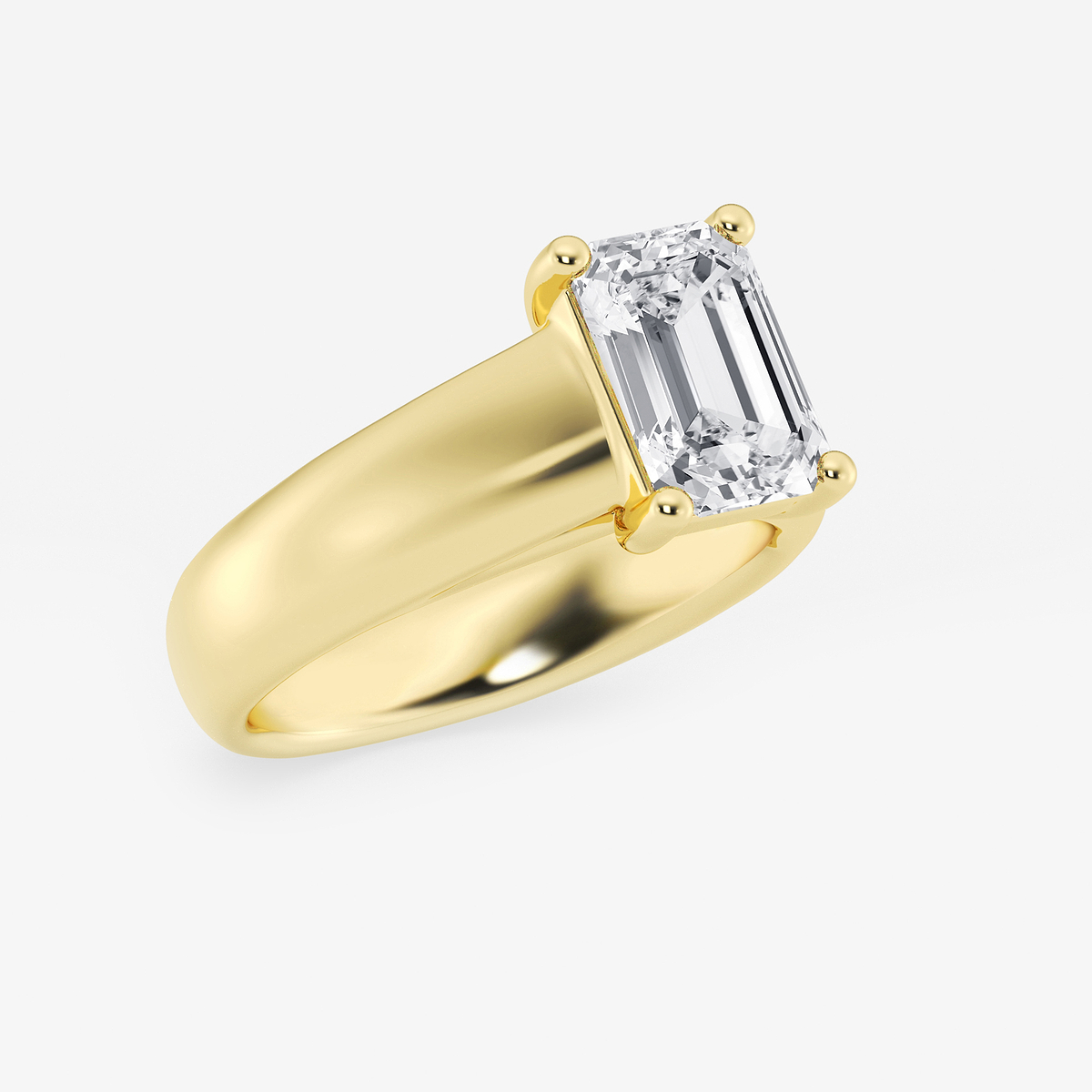 Additional Image 1 for  2 1/2 ctw Emerald Lab Grown Diamond Wide Shank Solitaire Engagement Ring