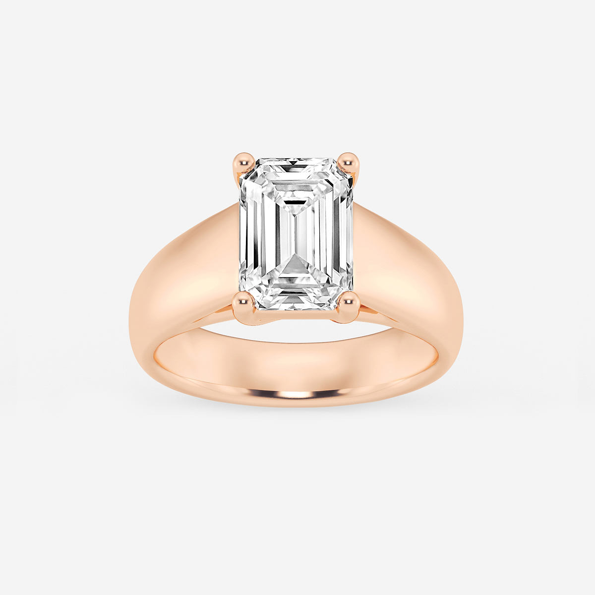 3 ctw Emerald Lab Grown Diamond Wide Shank Solitaire Engagement Ring