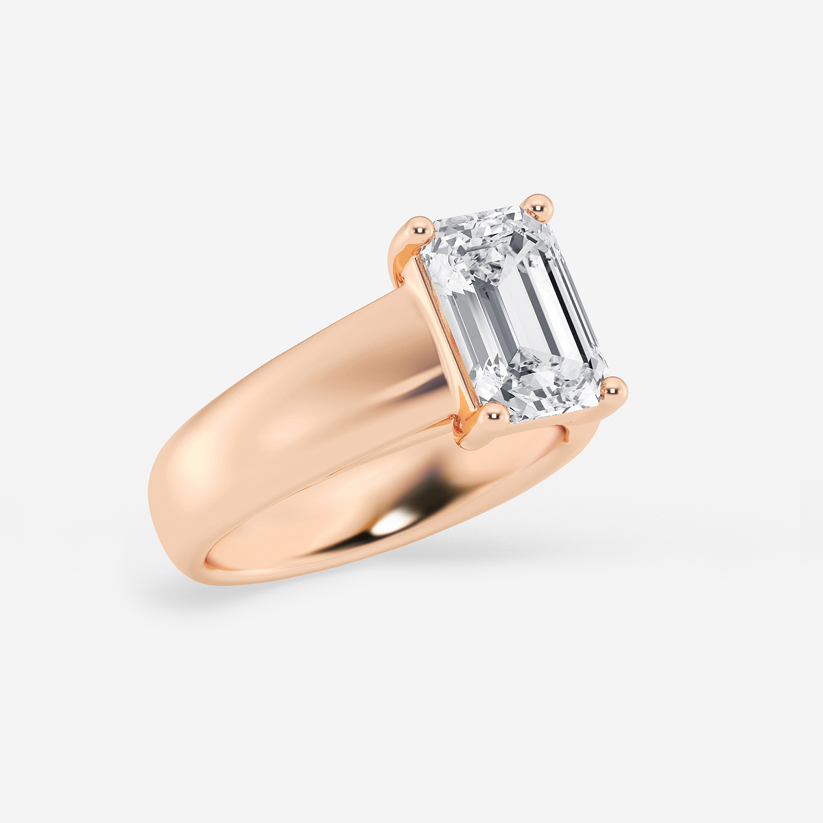 Additional Image 1 for  3 ctw Emerald Lab Grown Diamond Wide Shank Solitaire Engagement Ring