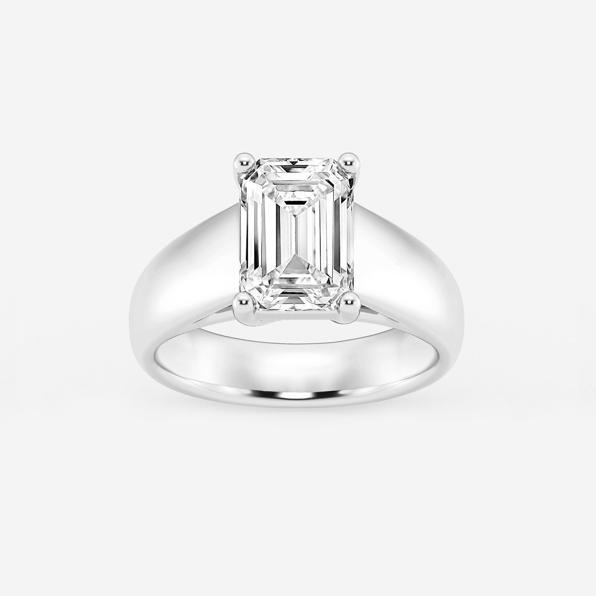 3 ctw Emerald Lab Grown Diamond Wide Shank Solitaire Engagement Ring