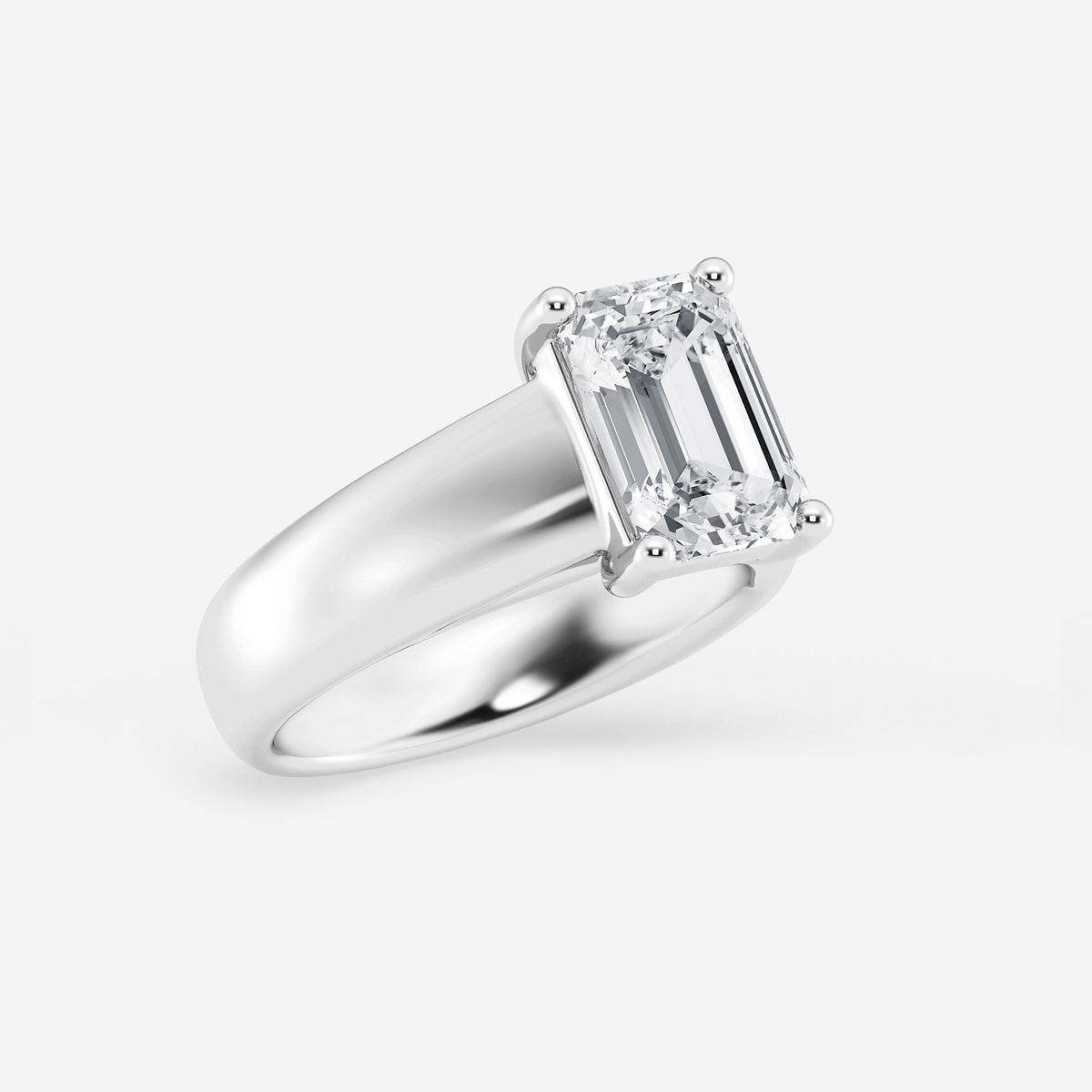 Additional Image 1 for  3 ctw Emerald Lab Grown Diamond Wide Shank Solitaire Engagement Ring