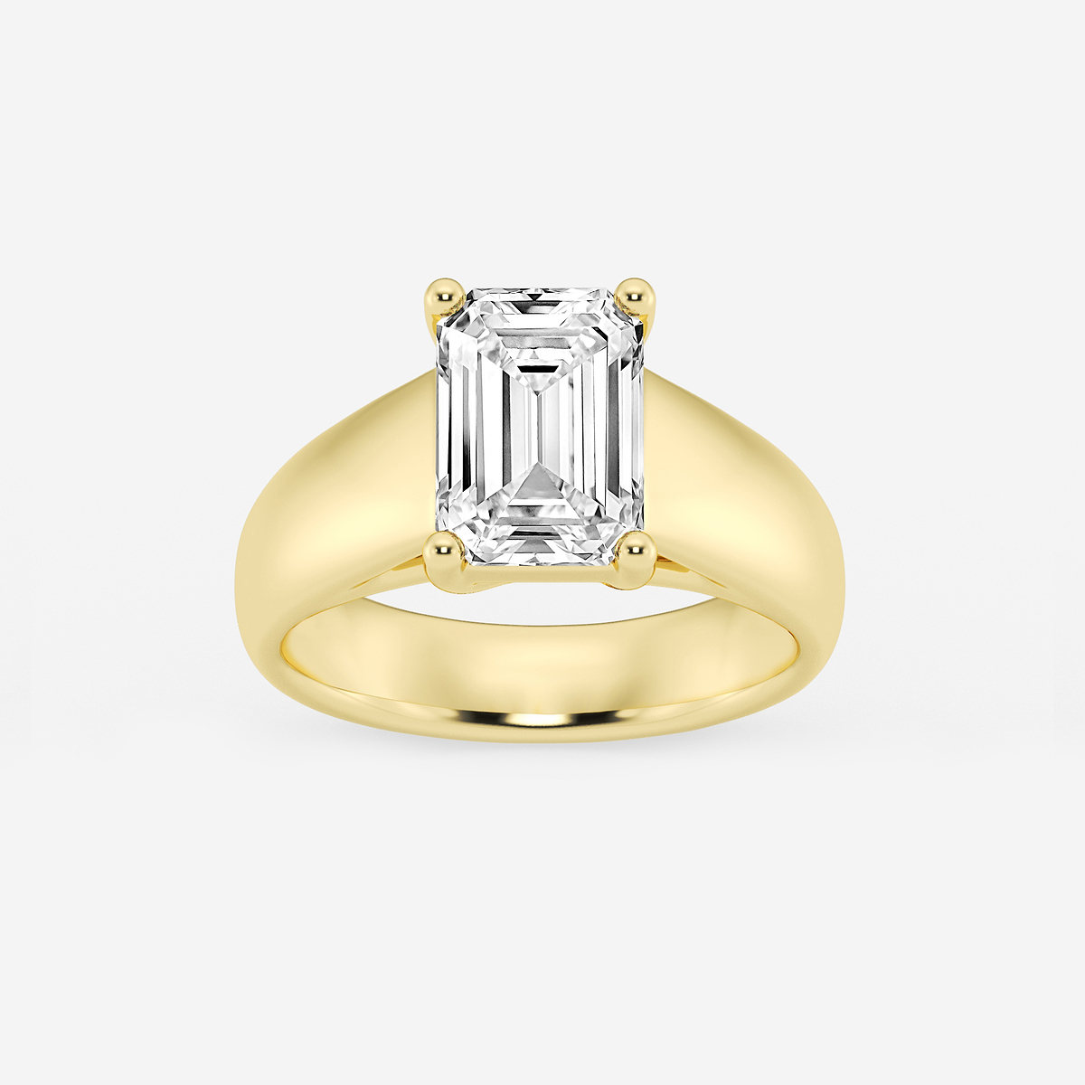 3 ctw Emerald Lab Grown Diamond Wide Shank Solitaire Engagement Ring