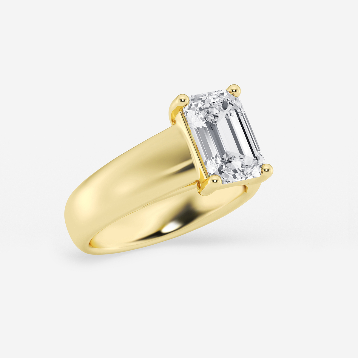 Additional Image 1 for  3 ctw Emerald Lab Grown Diamond Wide Shank Solitaire Engagement Ring