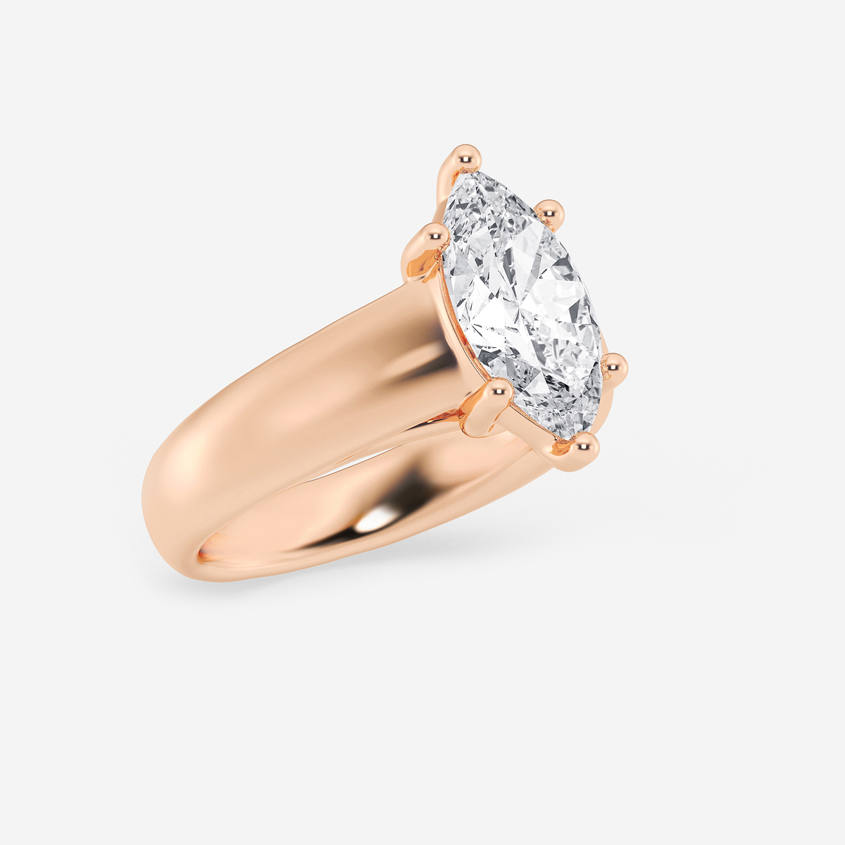 Additional Image 1 for  2 ctw Marquise Lab Grown Diamond Wide Shank Solitaire Engagement Ring