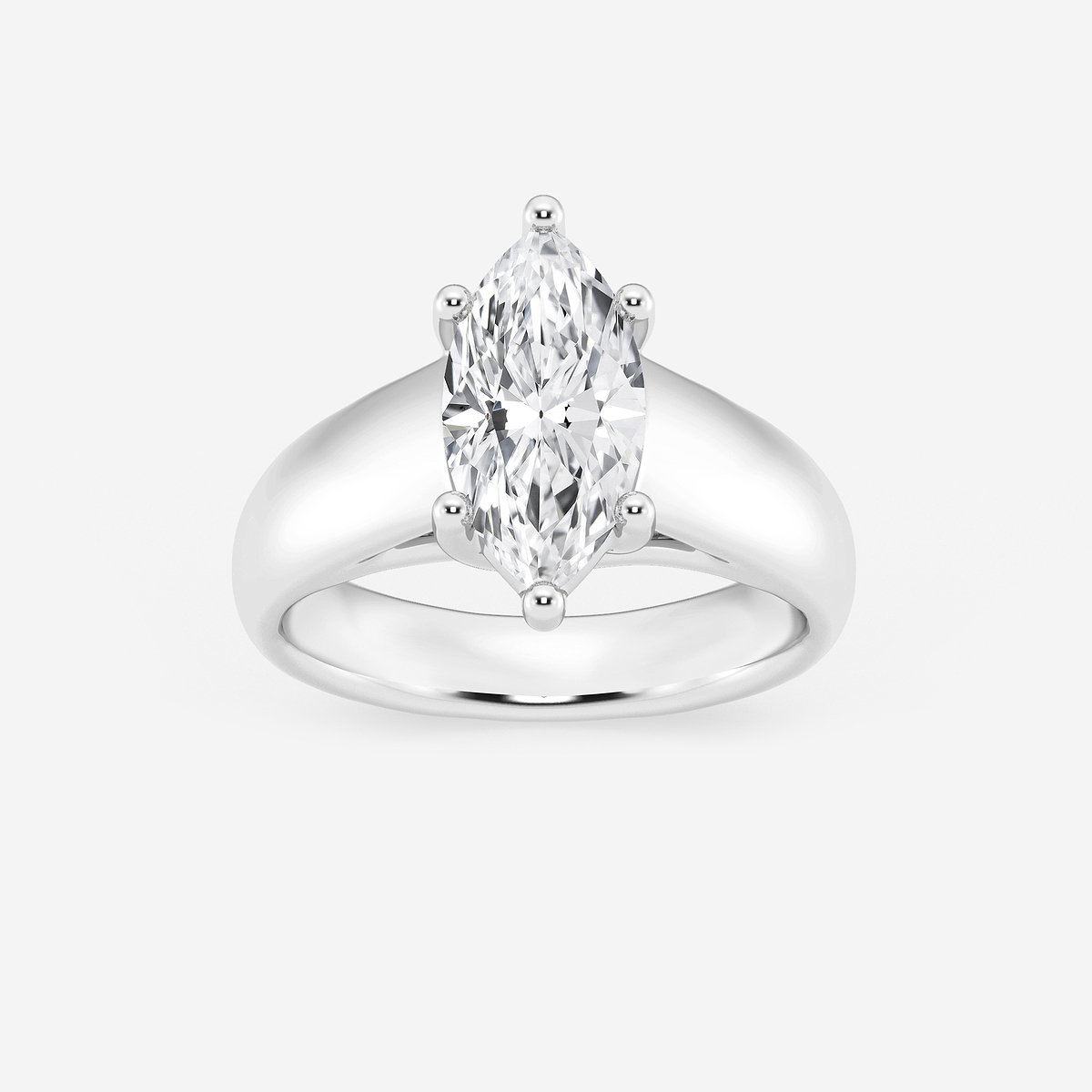 2 ctw Marquise Lab Grown Diamond Wide Shank Solitaire Engagement Ring