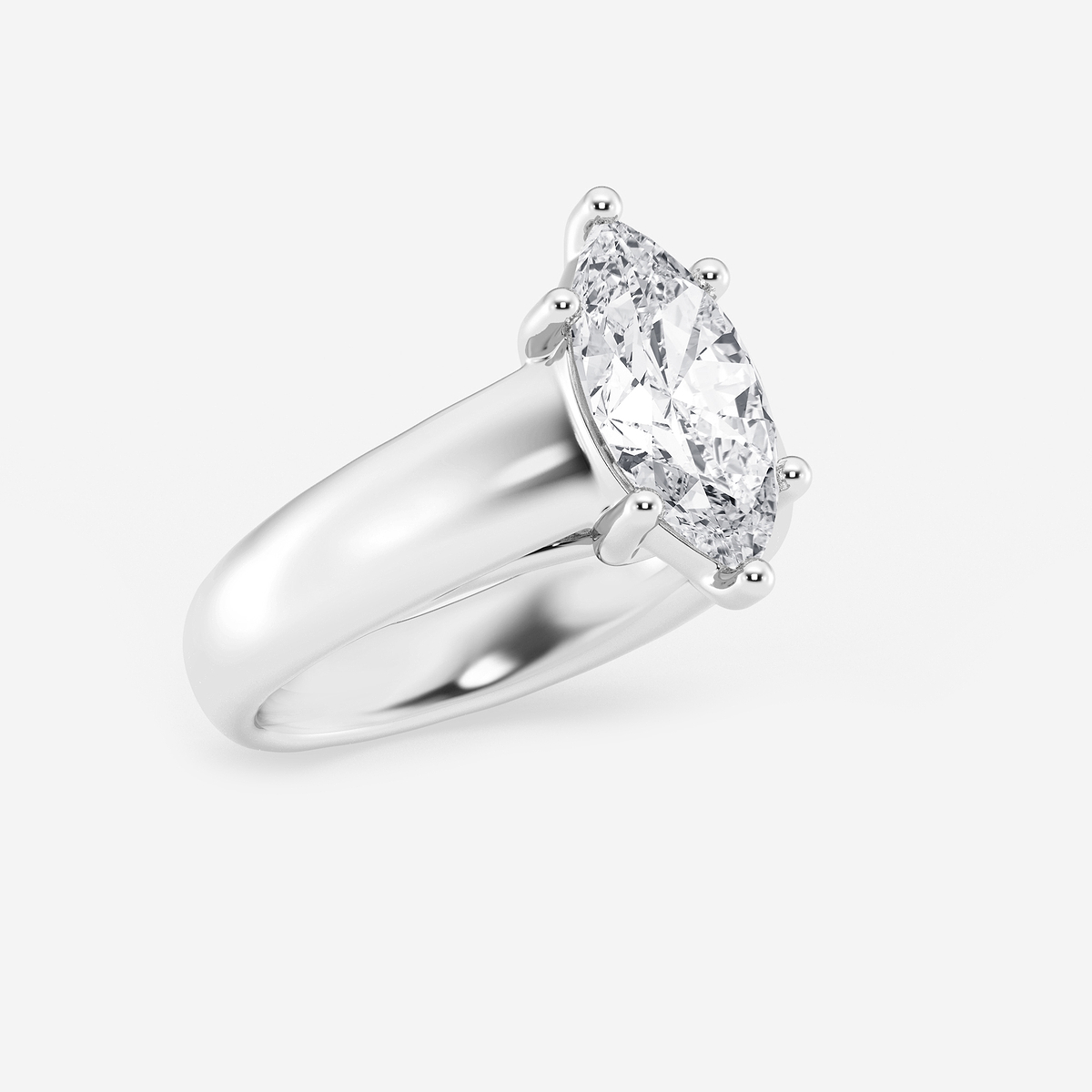 Additional Image 1 for  2 ctw Marquise Lab Grown Diamond Wide Shank Solitaire Engagement Ring
