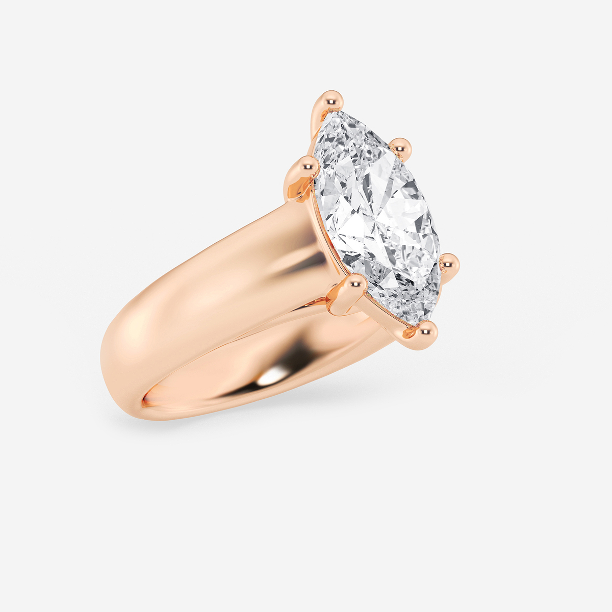 Additional Image 1 for  2 1/2 ctw Marquise Lab Grown Diamond Wide Shank Solitaire Engagement Ring