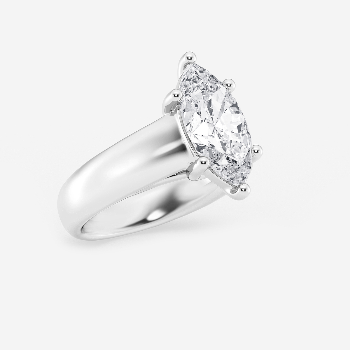 Additional Image 1 for  2 1/2 ctw Marquise Lab Grown Diamond Wide Shank Solitaire Engagement Ring